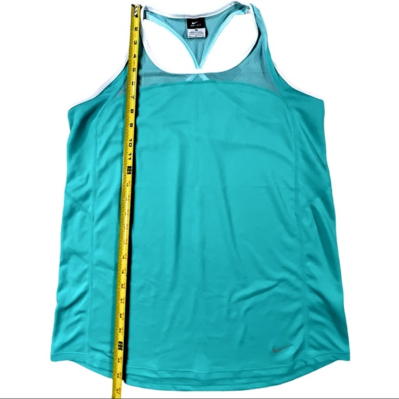 Nike size large Dri-Fit teal polyester racerback tank with netting around top - Picture 6 of 8